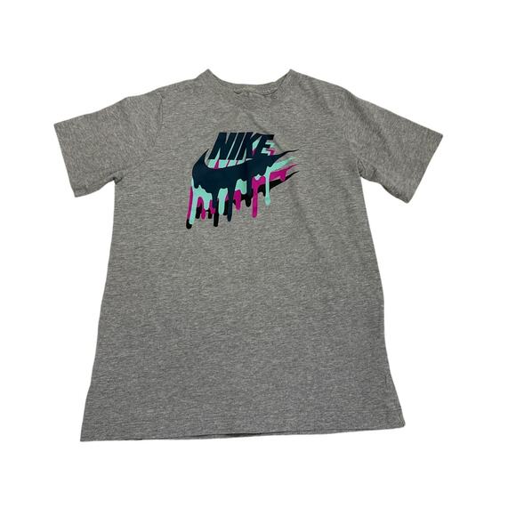 Nike The Nike Tee Gray Logo Short Sleeve Shirt Size Youth Large 14/16 - Picture 1 of 2
